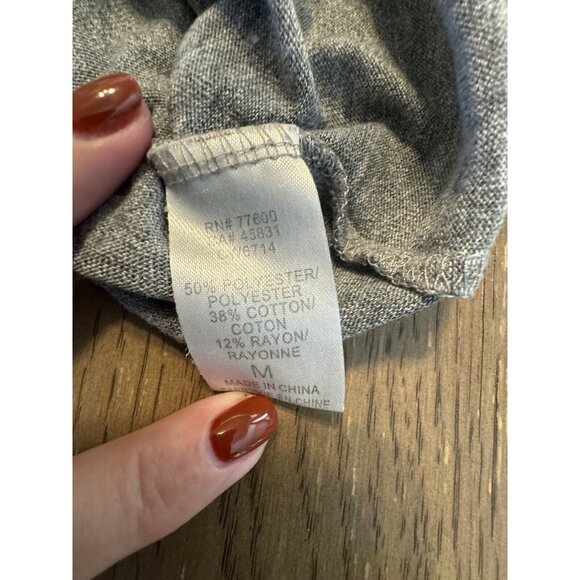 Cha Sor Women Medium Skeleton Gray Black Cold Shoulder T shirt Tee Raw Hem - Picture 3 of 6